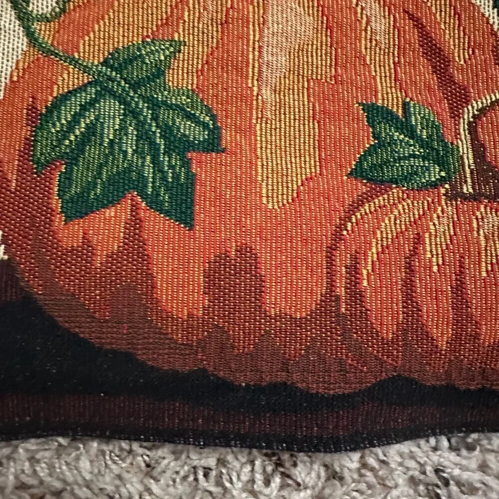 Vintage Fall Tapestry Placemats Lot of 2 Pumpkin Raven Autumn